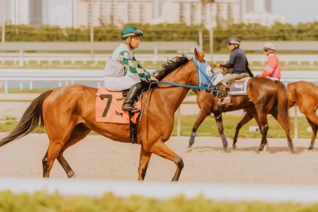 Jockey riding race horse